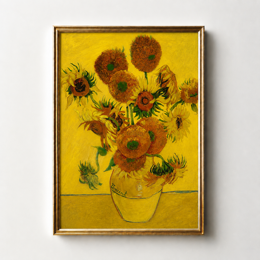 Vase with Fifteen Sunflowers