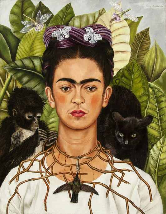 Self‑Portrait with Thorn Necklace and Hummingbird